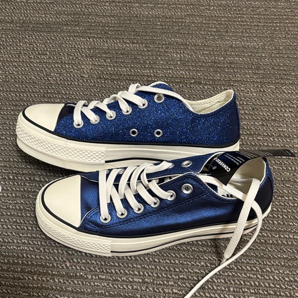 Converse Navy (Glitter) and White Low-Top Sneakers - Picture 2 of 2